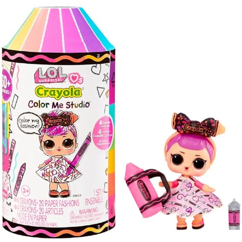 L.O.L. Surprise! Colour Me Studio (Idade minima recomendada: 3 anos) MGA - Brinquedos - 3 anos, 20 vestidos, 4 lápis de cor, expositor giratório