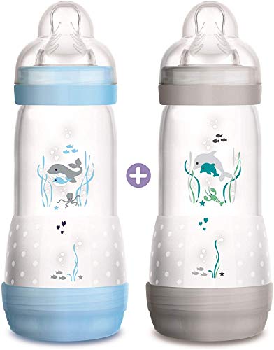 Conjunto de Biberões MAM (2 Un) (Branco - PP - 6+ meses) MAM - Biberões - anti-cólicas, 6 meses, autoesterilizável, plástico de alta qualidade