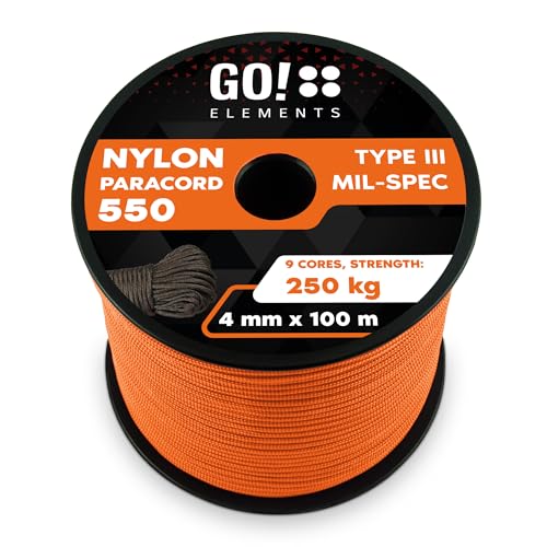 GO ELEMENTS 100M Nylon Cord 4Mm Orange (Recondicionado Como Novo) BEYOUND - Cabos e cordas de hardware - nylon, 4mm, 100m, 250kg
