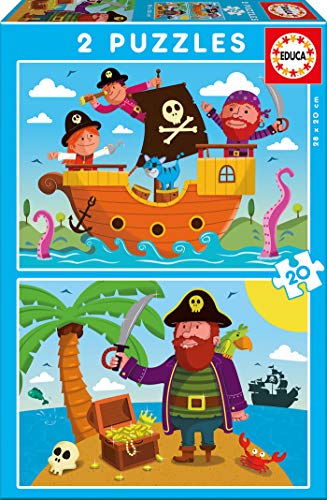 Puzzle EDUCA BORRAS Pirates and Treasure 20 Peças TBD - Quebra-cabeças - puzzle, madeira, piratas, tesouro, 20 peças