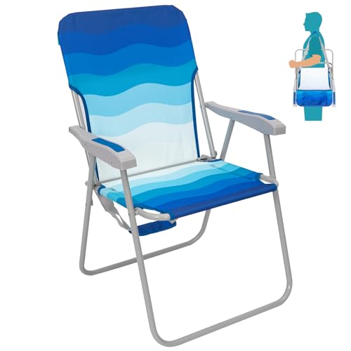 Cadeira de Praia WEJOY Dobrável com Almofadas (Preto - Poliéster) #WEJOY - Móveis de exterior - dobrável, almofadas, poliéster, resistente ao clima