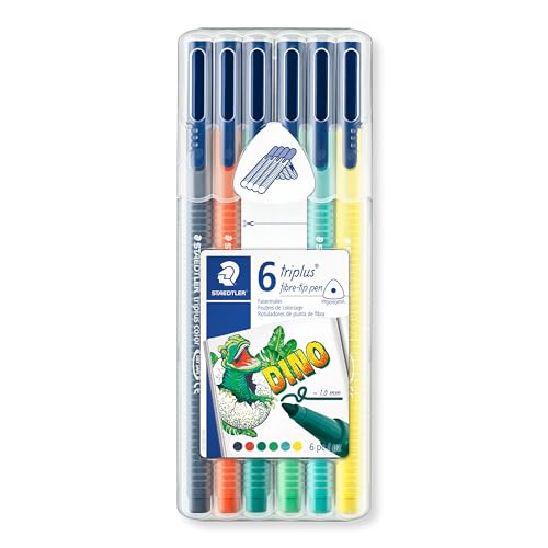 Marcador STAEDTLER Triplus 185-6DINOS (Multicor) Staedtler - Marcadores - tinta à base de água, ponta em fibra, formato triangular, 6 unidades