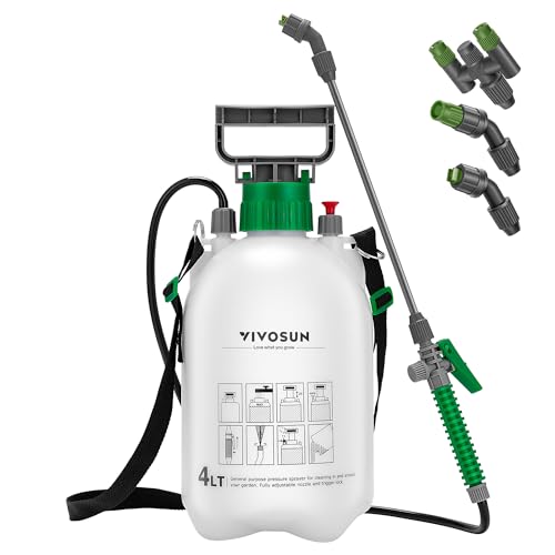 VIVOSUN Bomba de Água 4L com 3 Bocais de Água VIVOSUN - Pulverizadores de jardim - 3 bocais, plástico, 1 metro, amovível