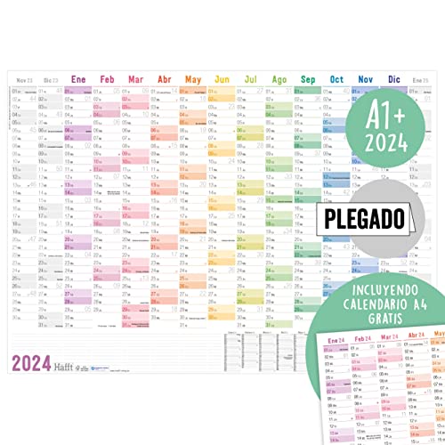 Calendário de Parede XXL 2024 A1+ Españois (89X63Cm) - Arco Iris Nov 2023-Ene 2025 Häfft-Verlag - Calendários, organizadores e planejadores - xxl, 89x63cm, arco-íris, 2024