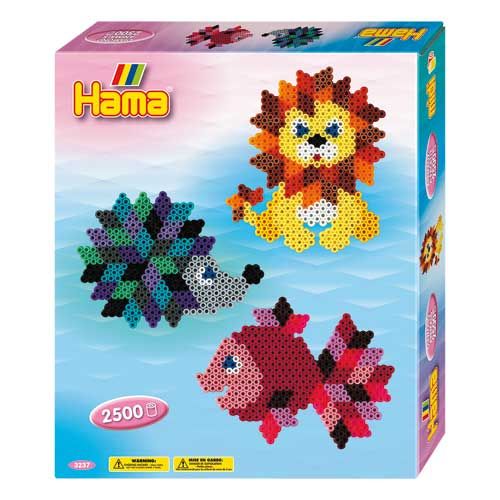 Kit de bijuteria para crianças HAMA 00053702 | Azul, Rosa, Verde, Amarelo Hama - Materiais de arte e artesanato - 2500 grãos, placa hexagonal, desenhos, engomagem