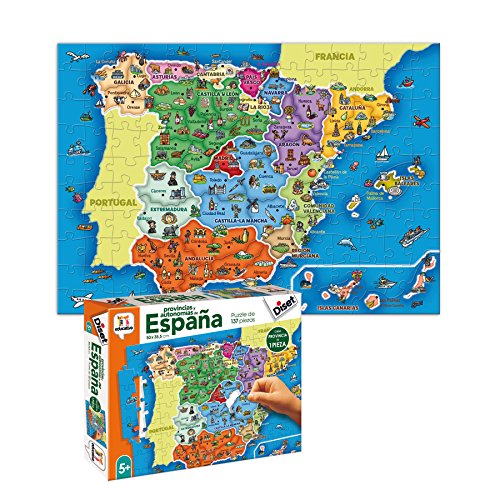 Puzzle 2D JUMBO Provincias de España (Idade Mínima: 6 Anos - 137 Peças) Diset - Quebra-cabeças de encaixar - provincias, espanha, 137 peças, idade mínima