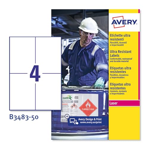Etiquetas AVERY B3483-50 Removível Branco Avery España - Papel de impressora e copiadora - etiquetas, avery b3483-50, removível, branco, 10,5 x 14,8 cm, 50 folhas