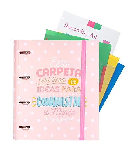 Dossier com Argolas + Recarga e Separadores Sortido CAROUGE Grupo Erik Editores - Pastas Organizadoras - argolas, recarga, separadores