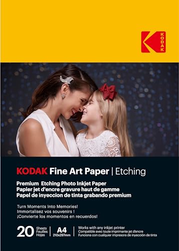Papel Fotográfico KODAK Fine Art Etching A4 210 g/m² Branco (20 folhas) Kodak - Papel de impressora e copiadora - 210 g/m², branco, mate, a4