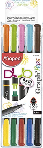 Caixa de 5 Marcadores MAPED (Multicor) Maped - Canetas - multicor, 0,4mm, destacável, 10 cores