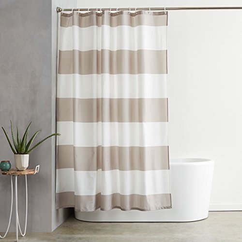 Cortina para chuveiro AMZ BSS-CHSHS-001 (183x183cm) Amazon - Cortinas de chuveiro - 183x183 cm, poliéster, resistente, moderno