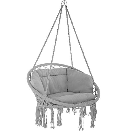 Espreguiçadeira Suspensa TECTAKE Grazia Cinzento (Cinzento - Aço - 80x72x125 cm) TecTake - Móveis de exterior - aço, poliéster, 80x72x125 cm, moderno