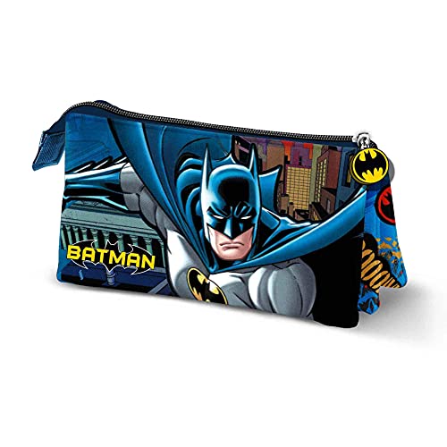 Estojo de Batalha BATMAN (Azul - Poliéster) KARACTERMANIA - Estojos para canetas e lápis - três compartimentos, bolsos externos, laptop, tablet