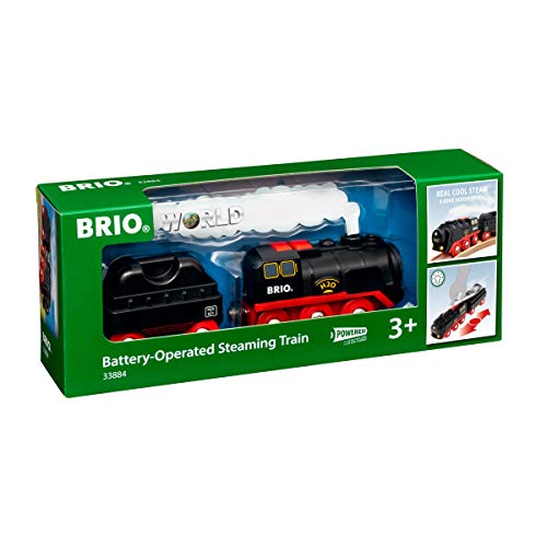 Comboio de Brincar BRIO Battery-Operated Steaming Train BRIO - Comboios de brincar e conjuntos de comboios - pilhas, vapor, chaminé, gaveta