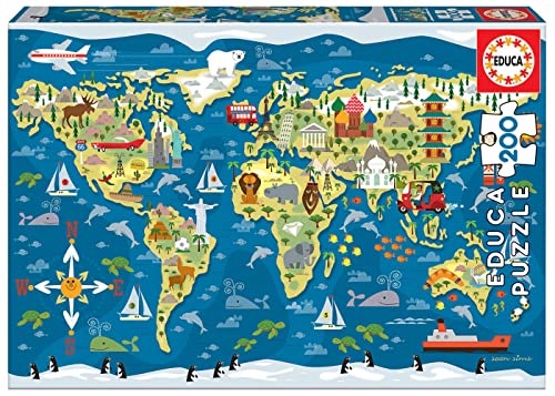 Puzzle EDUCA BORRAS Mapamundi Sean Sims (Idade Mínima: 6 Anos - 200 Peças) 
Marca:
Educa
 - Quebra-cabeças - 200 peças, idade mínima 6 anos, mapamundi, educa borrás