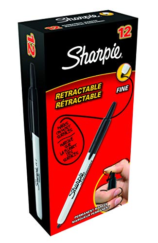 Sharpie Fine Retractable Preto 12 peça(s) (Escrita) SHARPIE - Marcadores e marcadores de texto - retrátil, fino, preto, 12 peças