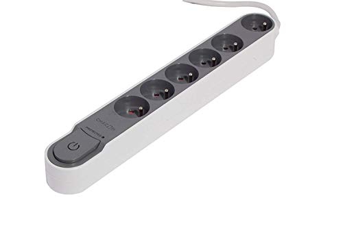 Extensão Elétrica CHACON 5411478496144 (6 Tomadas - Tipo F - 1.5m) Chacon - Filtros de linha e supressores de surtos - 6 tomadas, tipo f, 1.5m, cinzento