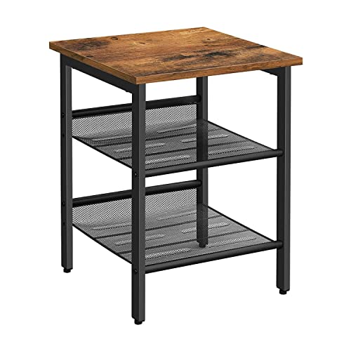 Mesa de Cabeceira VASAGLE Let 3x (Castanho - Metal) VASAGLE - Mesas Laterais - castanho, metal