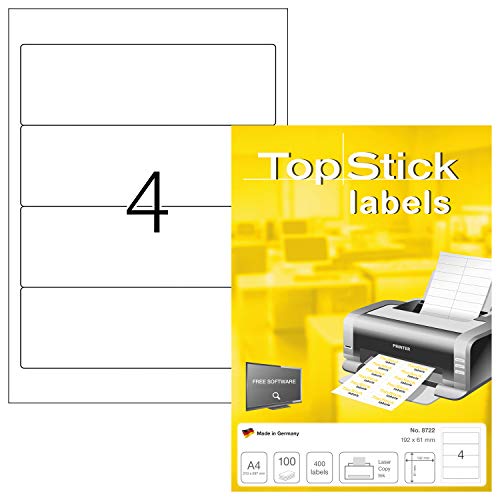Etiquetas autocolantes TOPSTICK 8722 (192 x 61 mm) HERMA - Papel de impressora e copiadora - 192 x 61 mm, 1 500 etiquetas, -40ºC a +65ºC