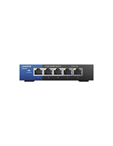 Switch LINKSYS LGS105-EU (5 Portas Gigabit) Linksys - Concentradores e comutadores - 5 portas, gigabit, 1000 mbps, plug and play