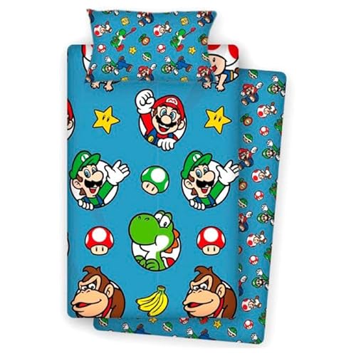 Conjunto de Lençóis SUPER MARIO BROS (70 x 80 cm) Nintendo - Roupa de cama e cama - 70x80cm, borda decorada, conjunto, super mario bros