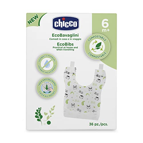 Fraldas Desmontáveis CHICCO Eco Baberos (36 unidades) Chicco - Amamentação e alimentação - biodegradável, compostável, fáceis de colocar, prático