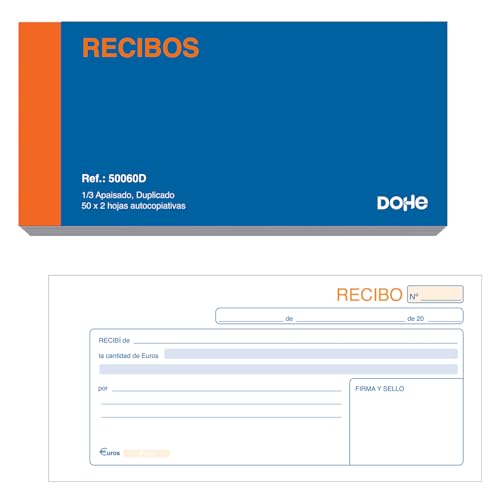 Recibos Dupli. Dohe 10 Unidades (Recondicionado Sinais de Uso) DOHE - Papel de impressora e copiadora - talonário, recebimentos, pagamentos, microperforado