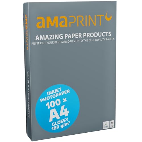 Papel Fotográfico Brilhante A4 180G/M² 100 Folhas Amaprint - Papel de impressora e copiadora - papel fotográfico, brilhante, a4, 180g/m², 100 folhas