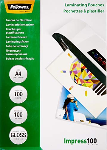 Pack 100 Capas para Plastificar FELLOWES A4 Fellowes - Filme de laminação, pochetes e folhas - pack, capas, plastificar, fellowes, a4