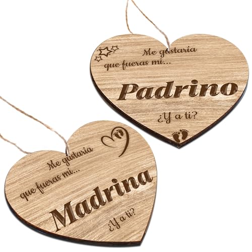 Livro Quieres Ser Mi Padrino, Quieres Ser Mi Madrina de Corazones Madera HADANELA - Envelopes - livro, padrino, madrina, corações