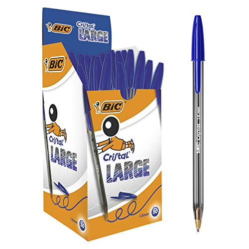 Esferográfica BIC Cristal Large Azul (Caixa de 50 unidades) BIC - Canetas - esferográfica, bic cristal large, azul, caixa 50 unidades, traço médio, tinta à base de água