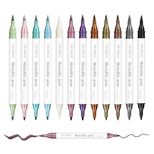 Canetas Decorativas GC QUILL 12 peças (Recondicionado Como Novo) GC QUILL - Marcadores e marcadores de texto - 12 peças, metal, tinta metálica, ponta fina