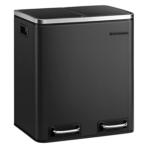 Caixote do Lixo SONGMICS LTB30BK (Preto - Aço - 25x33.5x39 cm) SONGMICS - Acessórios de contenção de resíduos - preto, aço, 10 litros, 25x33.5x39 cm