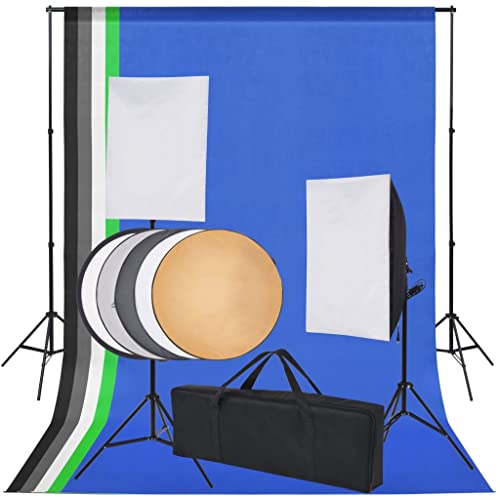 Kit de Estúdio vidaXL com 5 Fundos Coloridos e 2 Softboxes vidaXL - Peças e acessórios para câmeras - estúdio, fundo colorido, softbox
