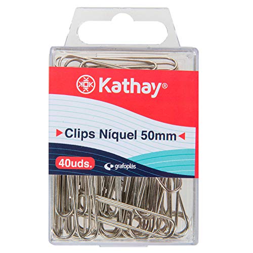 Caixa com 40 Agudas para Arquivos KATHAY 86400280 Grafoplás del Noroeste S.L. - Clipes de papel e grampos - 40 clipe, prata, 50 mm, níquel