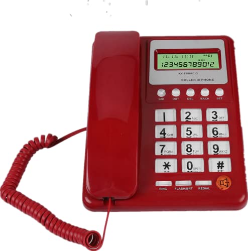 Telefone com fio retro vermelho, com função de memória flash e recarga Diyeeni - Telefonia - telefone com fio, vermelho, memória flash, recarga