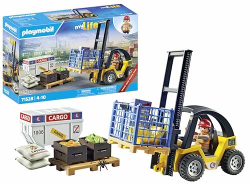 Playmobil myLife Cargo Lift (Idade mínima recomendada: 4 anos) PLAYMOBIL - Brinquedos - figura, acessórios, botão giratório, pinças