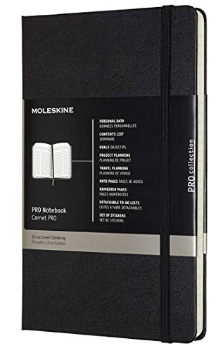 Caderno MOLESKINE Pro Notebook - Preto (L) Moleskine - Cadernos e bloco de notas - moleskine, preto, largo