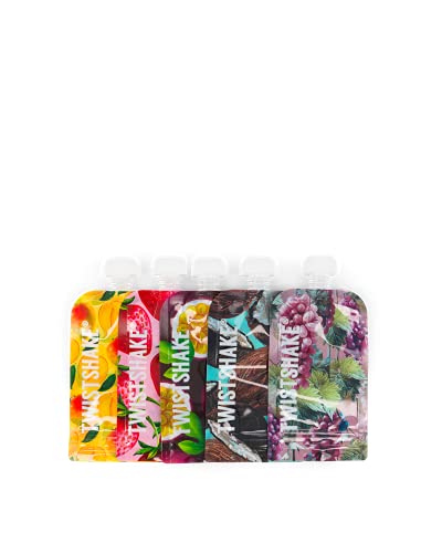 Bolsa de comida Twistshake 5x bolsas reutilizáveis (220 ml) | Azul Twistshake - Comida para bebê - reutilizável, 220 ml, sem BPA, dupla fecho