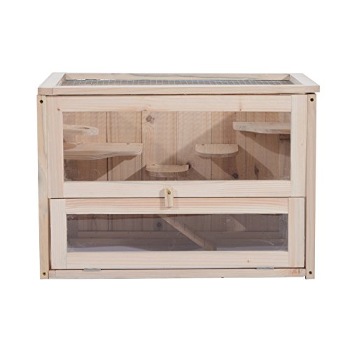 Gaiola para Hamsters PawHut | 60 x 35 x 42 cm - Madeira PawHut - Habitats e gaiolas para pequenos animais - hamsters, 60x35x42 cm, madeira