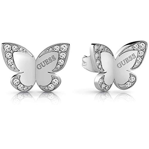 Guêsse Love Butterfly Earrings Acero Inoxidable Logo Chapado Rodio Guess - Brincos - butterfly, acero inoxidavel, logo chapado