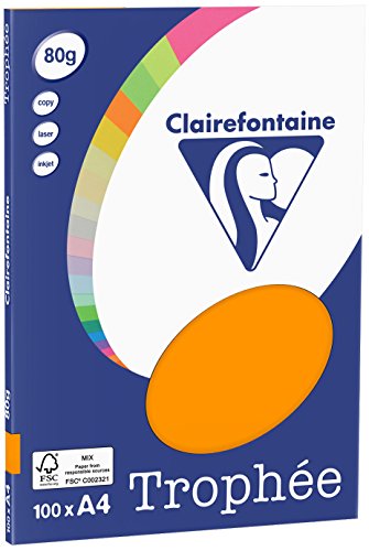 Papel Clairefontaine Laisse Orange (Recondicionado Como Novo) Papeteries de Clairefontaine - Papel de impressora e copiadora - 80g/m², a4, 100 folhas, alta qualidade, FSC