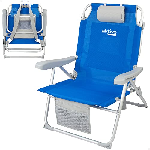 Cadeira de Praia AKTIVE (Laranja - Poliéster - 70x80x110 cm) AKTIVE - Móveis de exterior - laranja, poliéster, resistente à água, fechamento perfeito