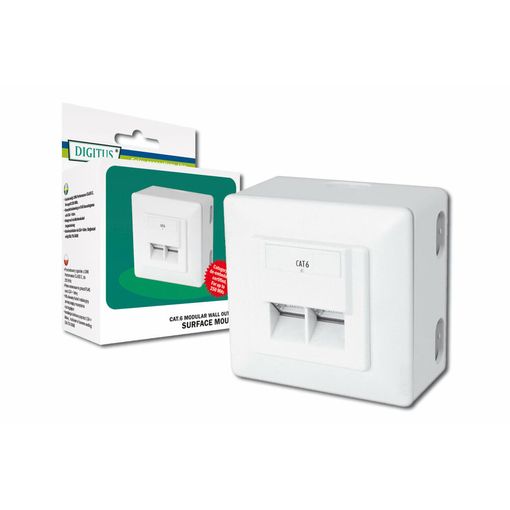 Digitus DN-9006-N tomada RJ-45 Branco (Electricidade e Domótica) Digitus - Tomadas de telefone e dados - rj-45, 2 tomadas, metal, branco