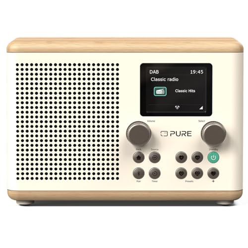 Rádio Puro Clássico H4 Branco Madeira e Algodão Pure - Radios - dab+, fm, bluetooth, usb, entrada aux