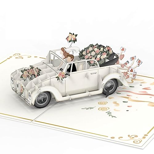 Cartão de Casamento Papercrush Just Married Carro papercrush - Cartões de cumprimentos e de nota - 3D, carro vintage, flechas, just married