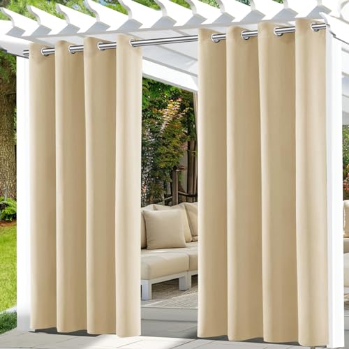 Cortina Exterior 2 Unidades Bege 132 X 215 Cm UFYTT UFYTT - Cortinas e cortinados - bege, 2 unidades, 132 x 215 cm