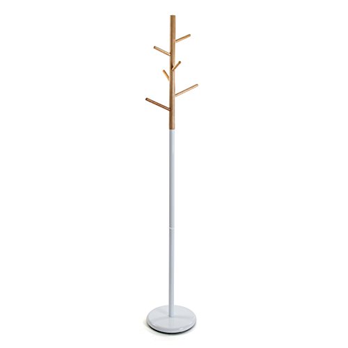 Varão de Parede VERSA Malmö (Branco - Madeira e metal - 28x28x171cm) VERSA - Cabides para casacos e chapéus - 171 cm, 28x28 cm, metal, madeira