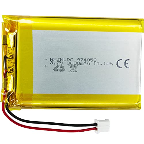 Bateria Recarregável DC 3,7V 3000mAh 974058 HXJN - Baterias para telefone sem fio - 3000mAh, 3.7V, lítio recarregável, preto