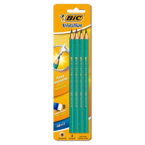 Lápis de Carvão BIC Evolution (Multicor - 4 Unidades) BIC - Lápis - multicor, 4 unidades, materiais reciclados, traço ultra-resistente